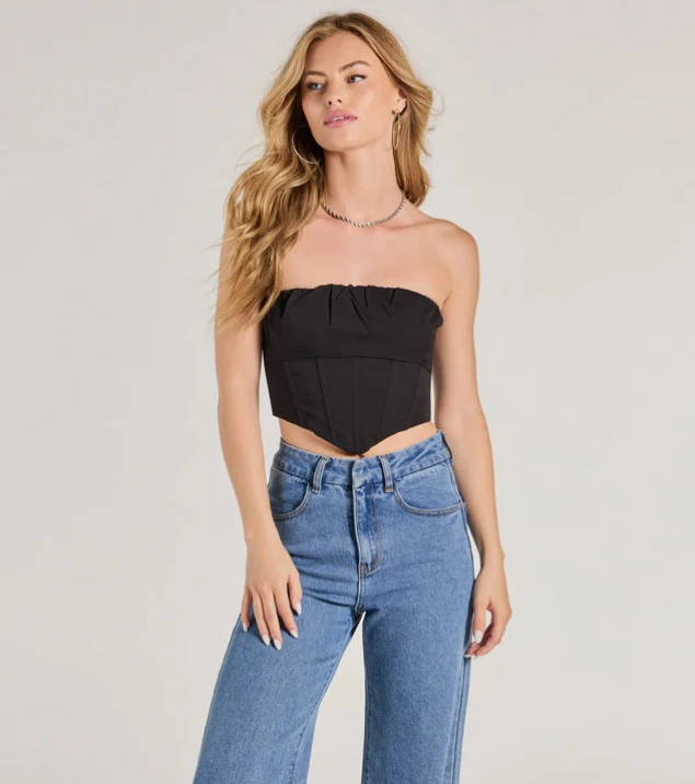 Shop Corset-Inspired Strapless Crop Top