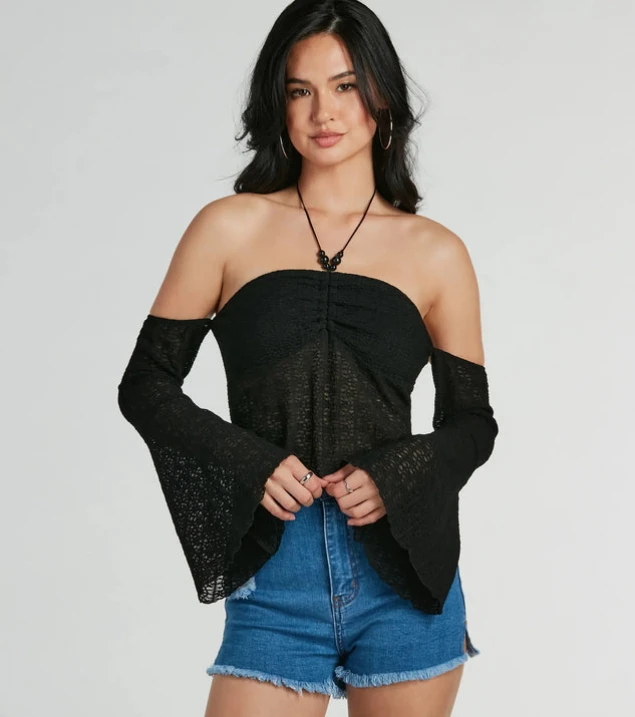 Shop Off-The-Shoulder Crochet Top with a Getaway Vibe