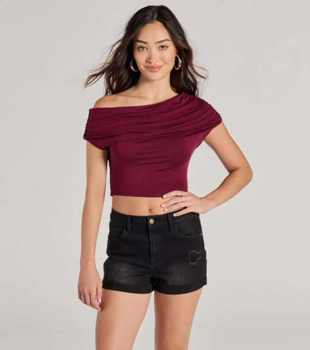 Shop Stylish Contemporary One-Shoulder Crop Top