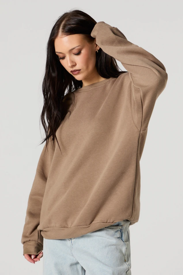 Shop Cozy Oversized Fleece Crewneck Pullover