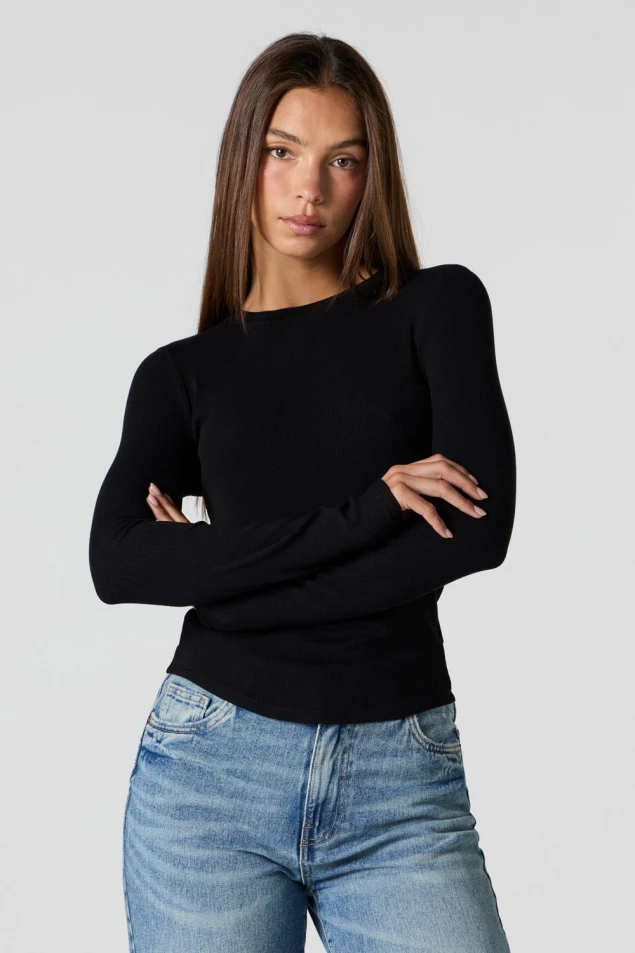 Shop Long Sleeve Ribbed Crewneck Top