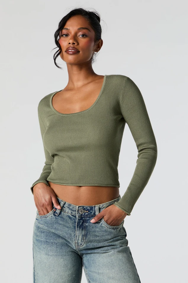 Shop Ribbed Knit Skimmer Sweater with Scoop Neck