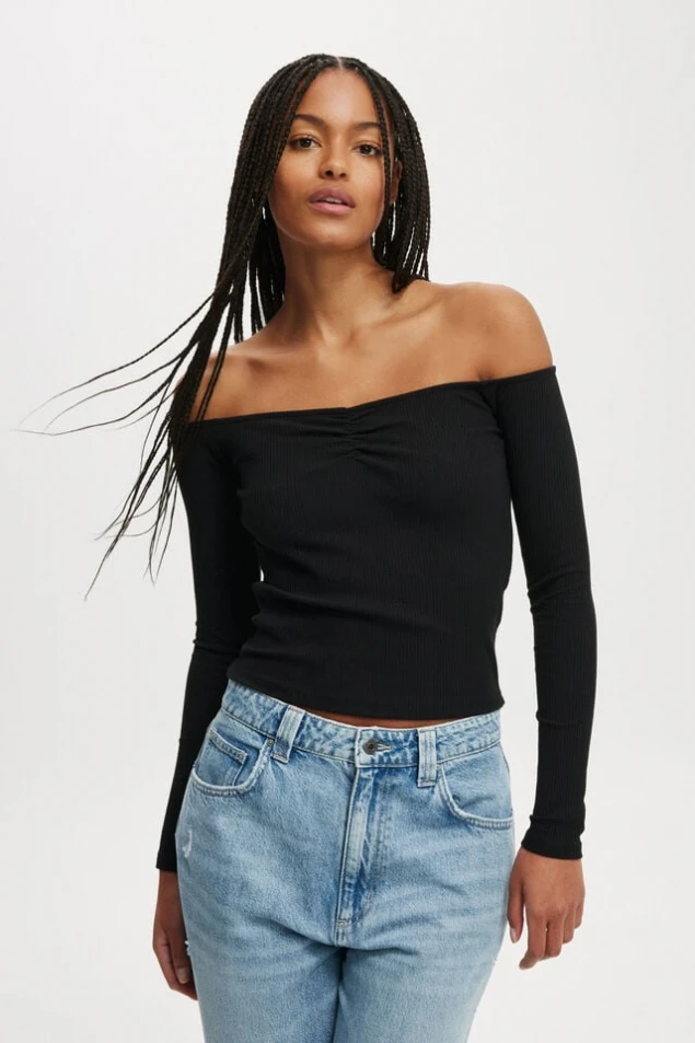 Shop Rosa Long Sleeve Off-The-Shoulder Top