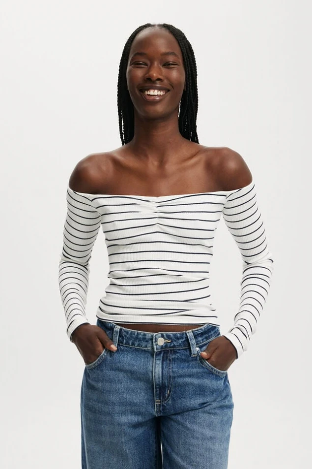 Shop Rosa Long Sleeve Off-The-Shoulder Top