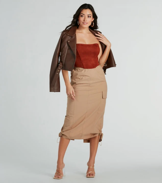 Shop Nylon Parachute Midi Skirt: Trendsetting Style by Her