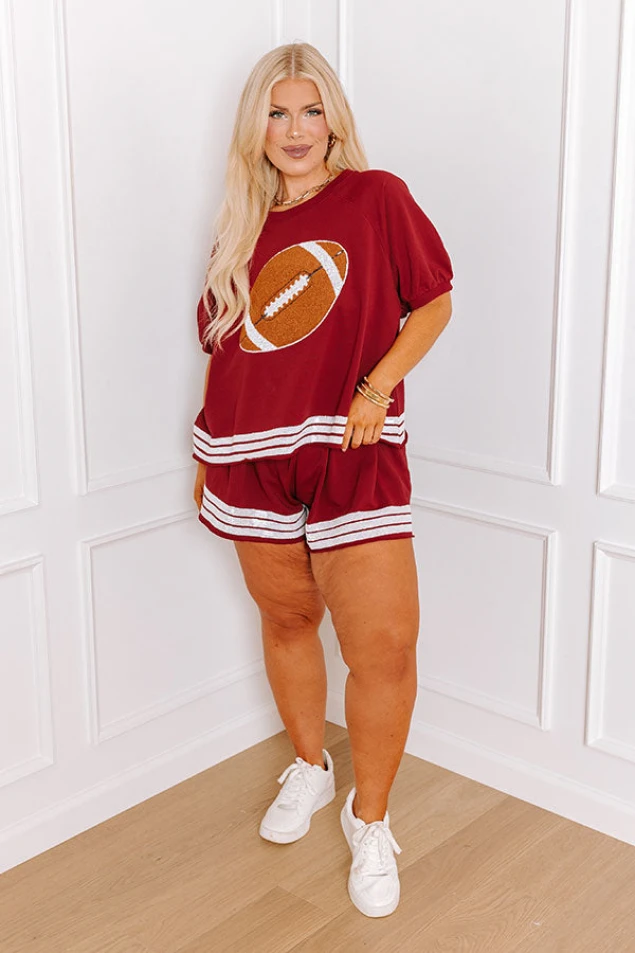 Shop Crimson Curves High Waist Sequin Sideline Social Shorts