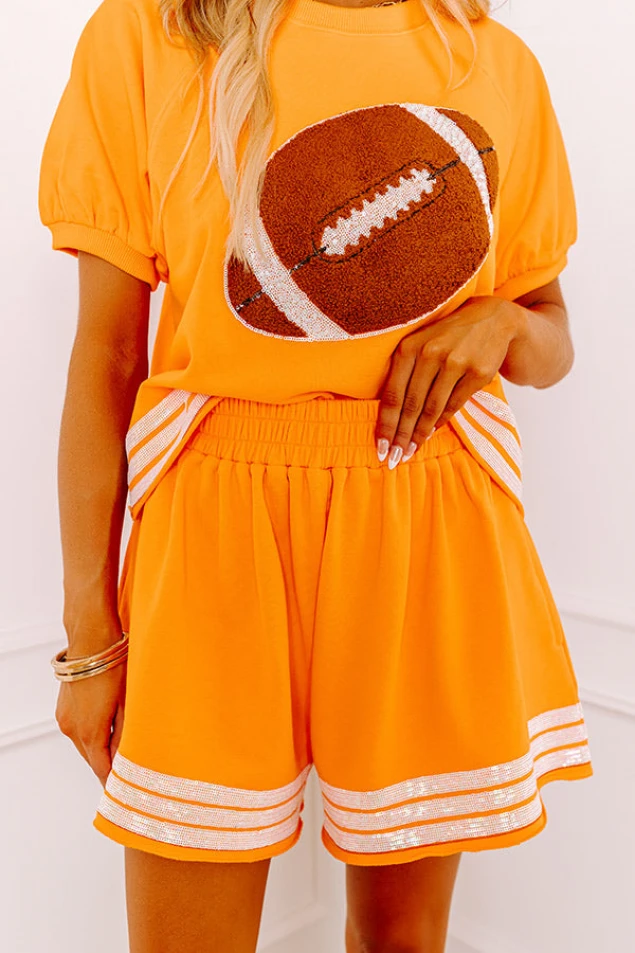 Shop High Waist Orange Sequin Shorts by Sideline Social