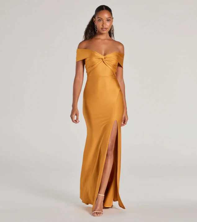 Shop Elegant Steff Off-Shoulder Mermaid Gown with Slit