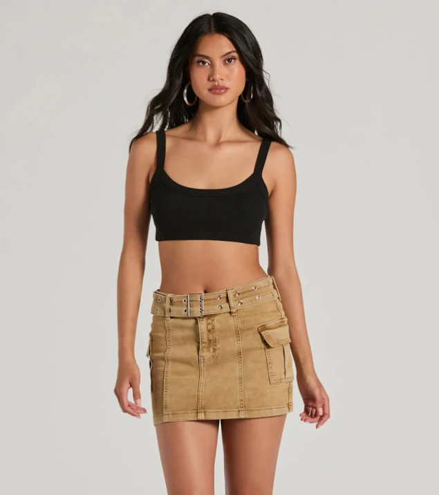 Shop Trending Belted Cargo Mini Skirt