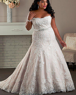 Wedding dress, Evening gown - dress, neckline, bride, gown: Plus size outfit,  Strapless dress  