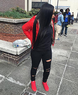 Vans Old Skool. Casual wear Red vans red vans: vans outfits,  Outfit Ideas,  Black Swag Outfits  