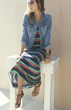 Jean jacket with maxi dress: Jean jacket,  Maxi dress,  Denim jacket  