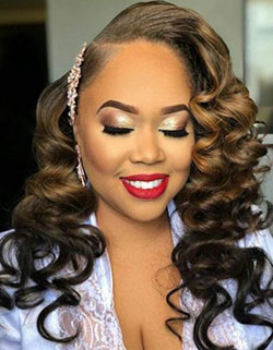 Medium Hair Black Wedding Hairstyles With Veil: Wedding dress,  African Wedding Hairstyles  
