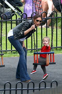 Victoria beckham with kids in school: Victoria Beckham,  David Beckham,  Bootcut Jeans  