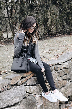 Casual attire with Sneakers: Fake fur,  Sneakers Outfit  