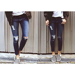 Checkered Vans Outfits, Ripped jeans, Casual wear: Ripped Jeans,  Slim-Fit Pants,  vans outfits  