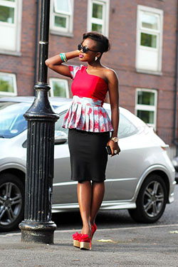 One Shoulder Dress Outfits, African wax prints: Pencil skirt,  One Shoulder Outfits  