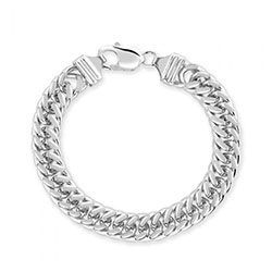 Sterling Silver 10.6mm Double Curb Bracelet Diamond Cut £132.00: bracelet  