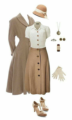 Classy vintage outfit ideas, vintage clothing, costume design, retro style, trench coat: Vintage clothing,  Skirt Outfits,  Trench coat,  Retro style,  Costume design,  Beige Outfit  