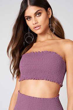 Purple attire with tube top, crop top, top: Crop top,  Tube top,  Purple Outfit,  Bandeau Dresses  