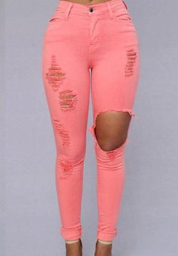 Pink colour outfit ideas 2020 with ripped jeans, sportswear, trousers: Ripped Jeans,  Pink Outfit,  Orange Outfits  