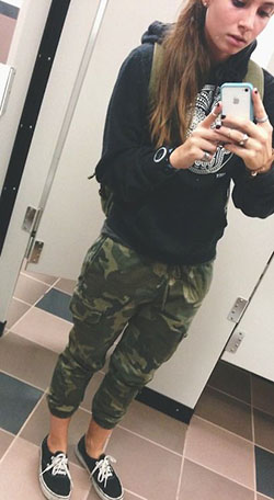 Lookbook dress with trousers, uniform: T-Shirt Outfit,  Military camouflage,  Military uniform,  Army Leggings Outfit,  Camo Joggers  
