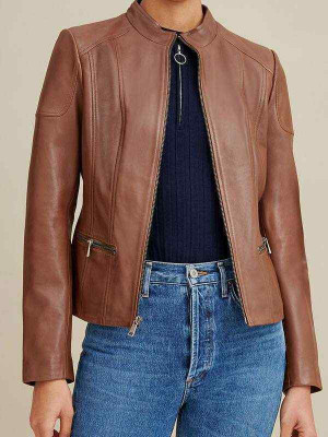 Caitlin Scuba Leather Jacket: 