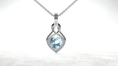 Elegant White Gold Heart Aquamarine Pendant for a Timeless Look: 