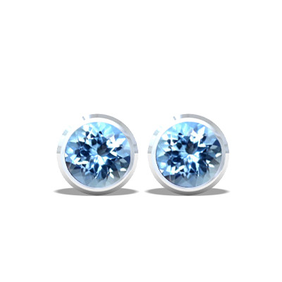Round Aquamarine Stud Earrings: 
