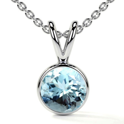 Natural Aquamarine Necklaces in Round Shape: 