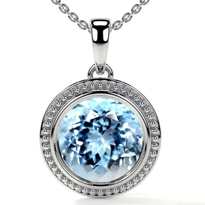 Excellent Grade Aquamarine Necklaces in Round Shape: 