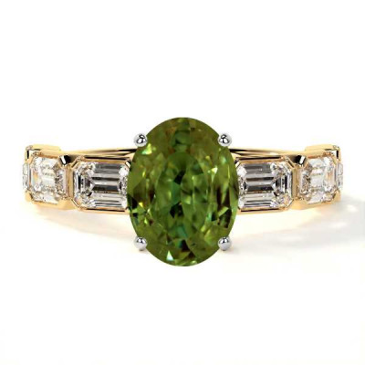 Oval Shaped Alexandrite Engagement Rings in Intense Color: 