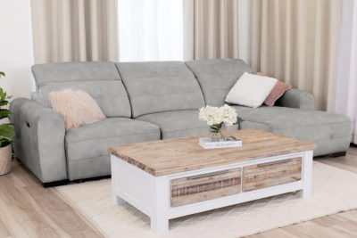 Pippen Electric 2 Seater Extendable Fabric Sofa with RHF Chaise: 