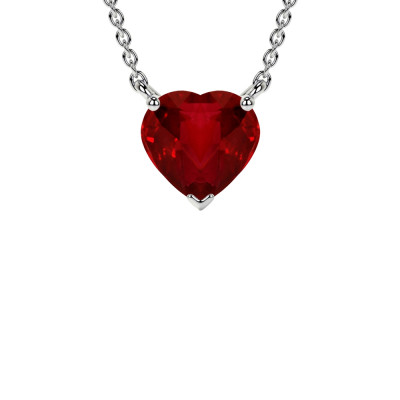 Ruby Heart Classic Solitaire Pendant: 