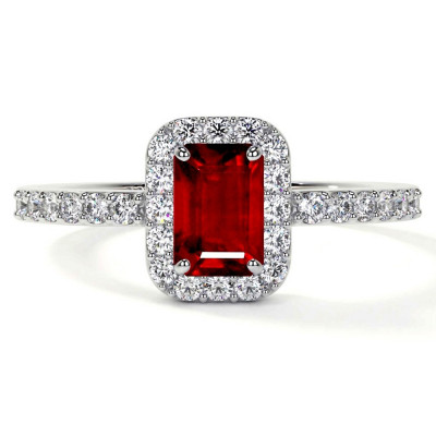 AAAA Grade quality Emerald Cut Ruby Rings: 