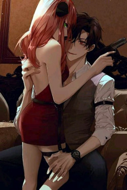 Anya and damian sexy spy x family, black hair, fan art: 