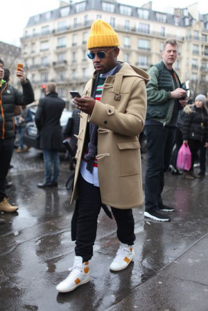 Men duffle coat outfit, winter clothing: 