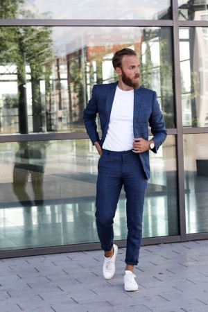 Outfit inspo navy suit casual, navy blue: 
