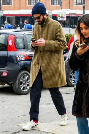 Outfit inspiration with coat, trousers: 