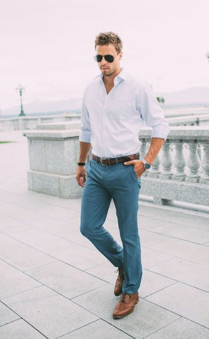 Chinos with dress shirt, dress shoe: 