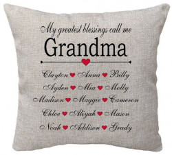 How comfy is this? It's filled with love, with a pillow personalized with all the grandkids' names: A perfect Mother's Day gift!: 
