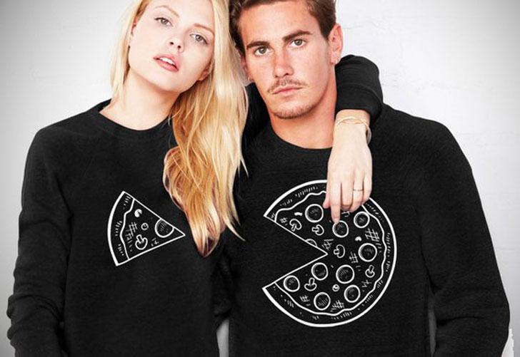 Couples Pizza Sweaters - Matching Pairs of Outfit For Pizza Lovers: 