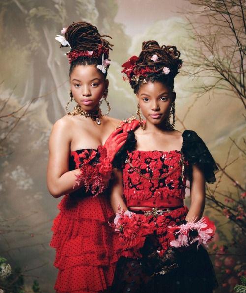 Chloe X Halle. Chloe and Halle wearing Rodarte FW18.: Halle Bailey  