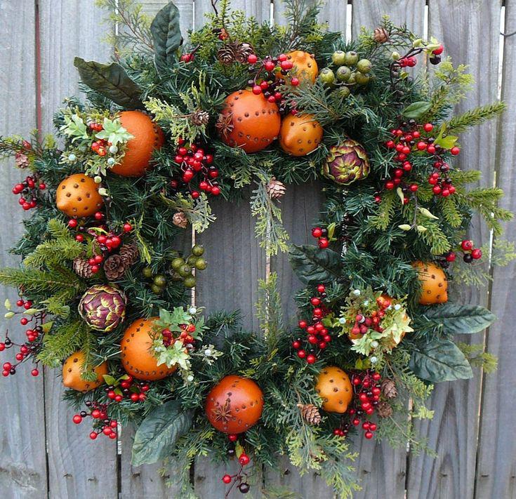 Orange christmas wreath: Christmas Day,  Santa Claus,  Christmas tree,  Christmas ornament,  Christmas decoration  