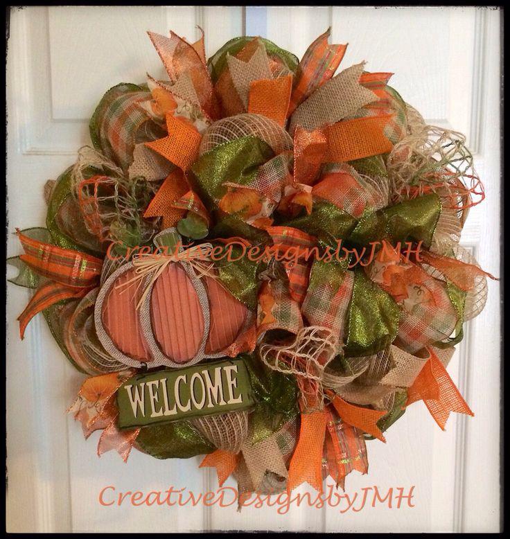 Fall deco mesh wreath: Christmas Day,  Hessian fabric,  Deco mesh,  Wreath ideas,  Fall Wreaths  