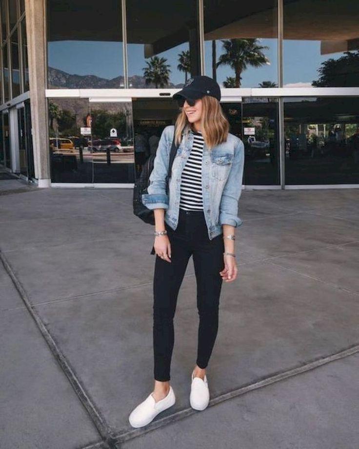 Casual outfits Jean jacket, Casual wear: black pants,  Denim jacket,  Girls Work Outfit  