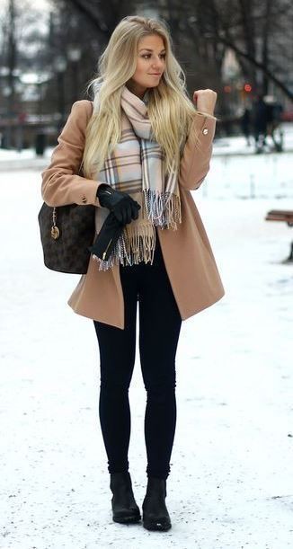 Winter outfit women: winter outfits,  Over-The-Knee Boot,  Polo coat  