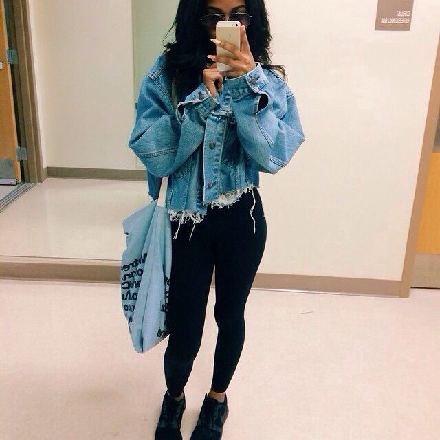 Distressed denim jacket ootd: Jean jacket,  Denim jacket  