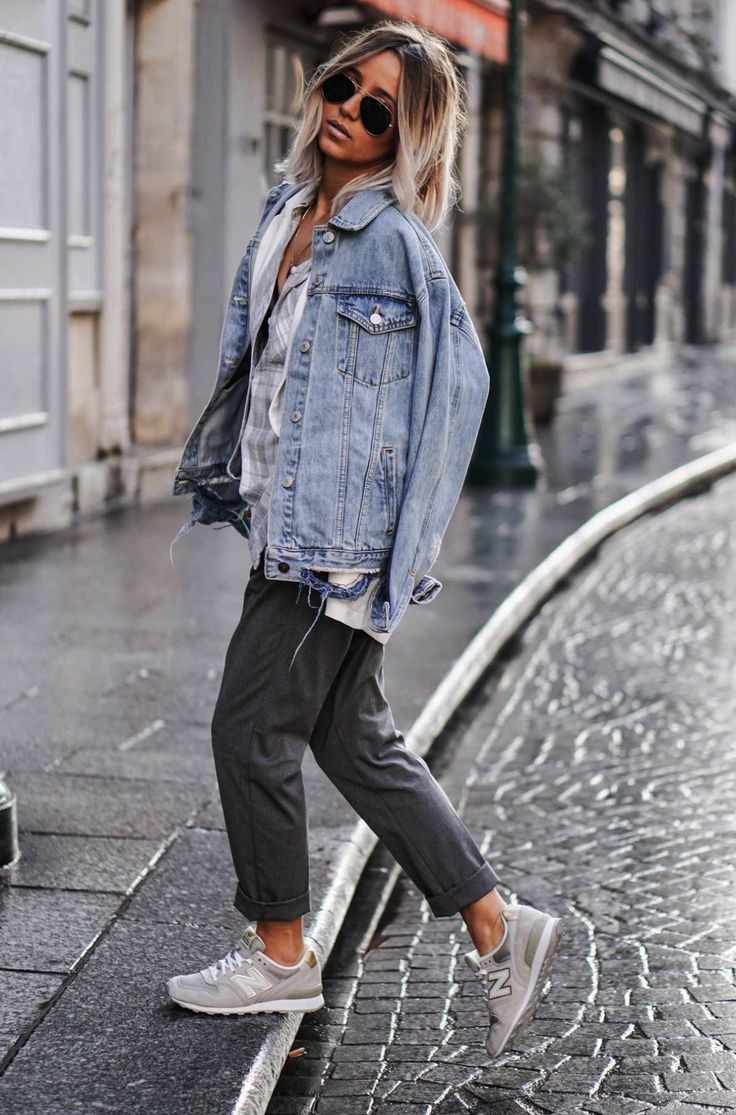 Grey new balance outfit: Jean jacket,  Street Outfit Ideas  