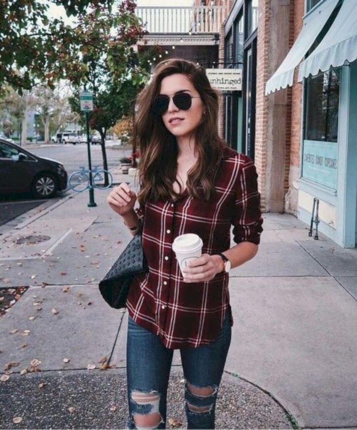 Checked Flannel Shirts For Girls: Flannel Shirt Outfits,  Plaid Shirt  